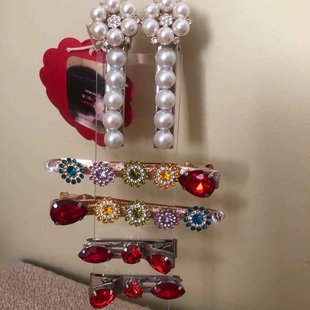 Pearls and Rhinestones Hair Cips